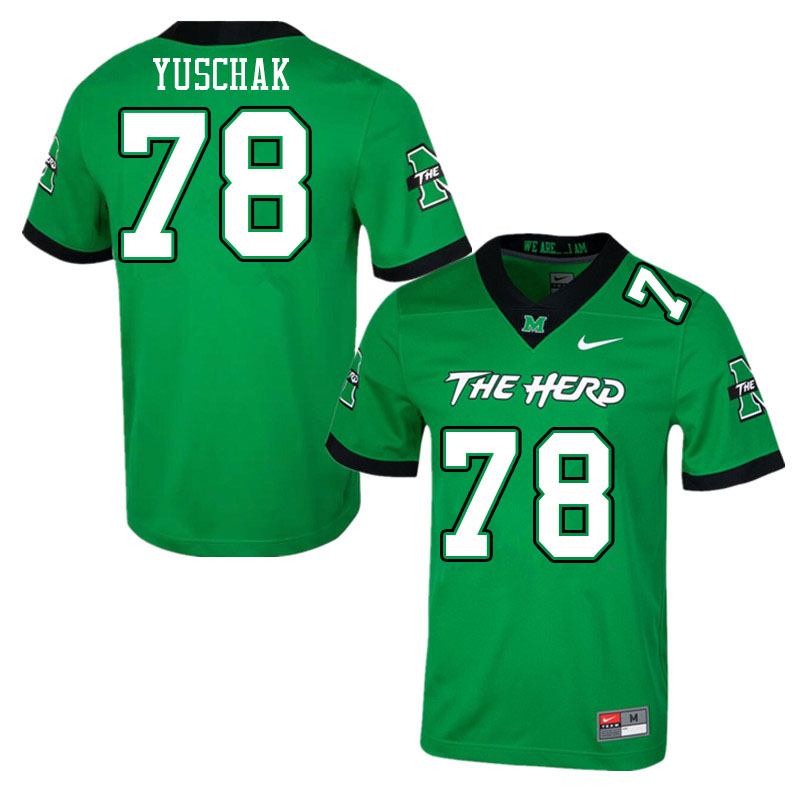 Men #78 Matthew Yuschak Marshall Thundering Herd College Football Jerseys Stitched-Green